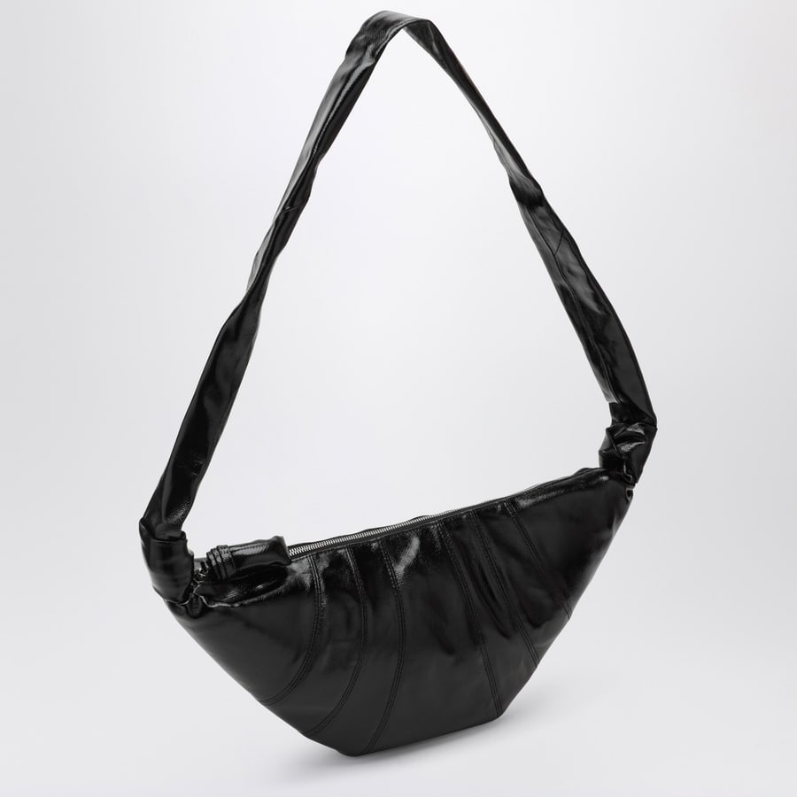 Lemaire Croissant bag media nera in cotone rivestito, view 3