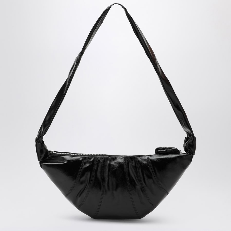 Lemaire Croissant bag media nera in cotone rivestito, view 4