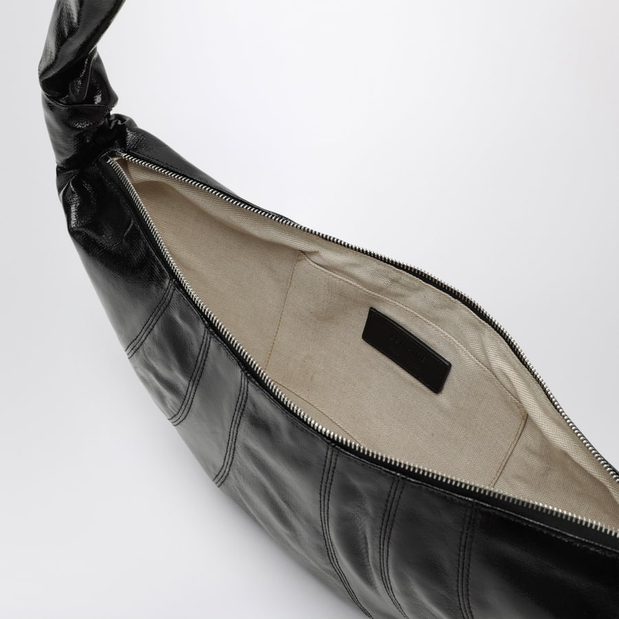 Lemaire Croissant bag media nera in cotone rivestito, view 5