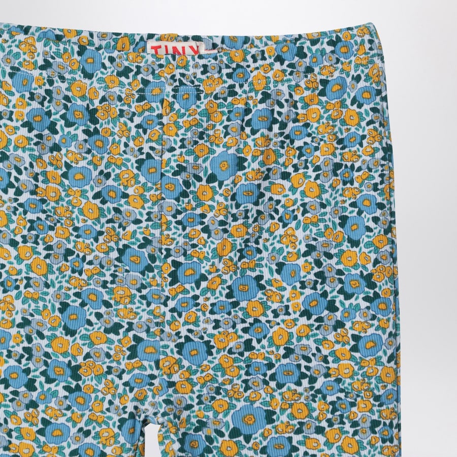 TINY COTTONS Pantaloni azzurri con stampa floreale in cotone, view 3