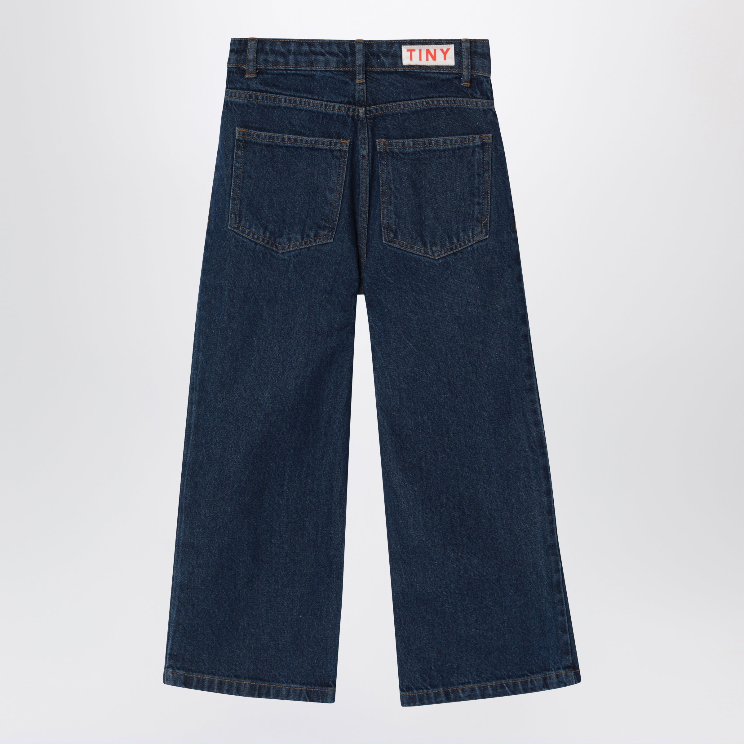 TINY COTTONS Jeans blu scuro con funghi ricamati, view 2