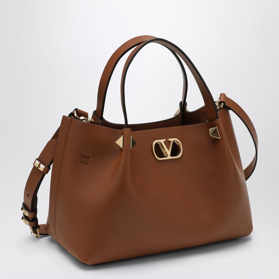 Valentino Garavani Borsa shopping piccola VLogo Signature marrone chiara, view 3