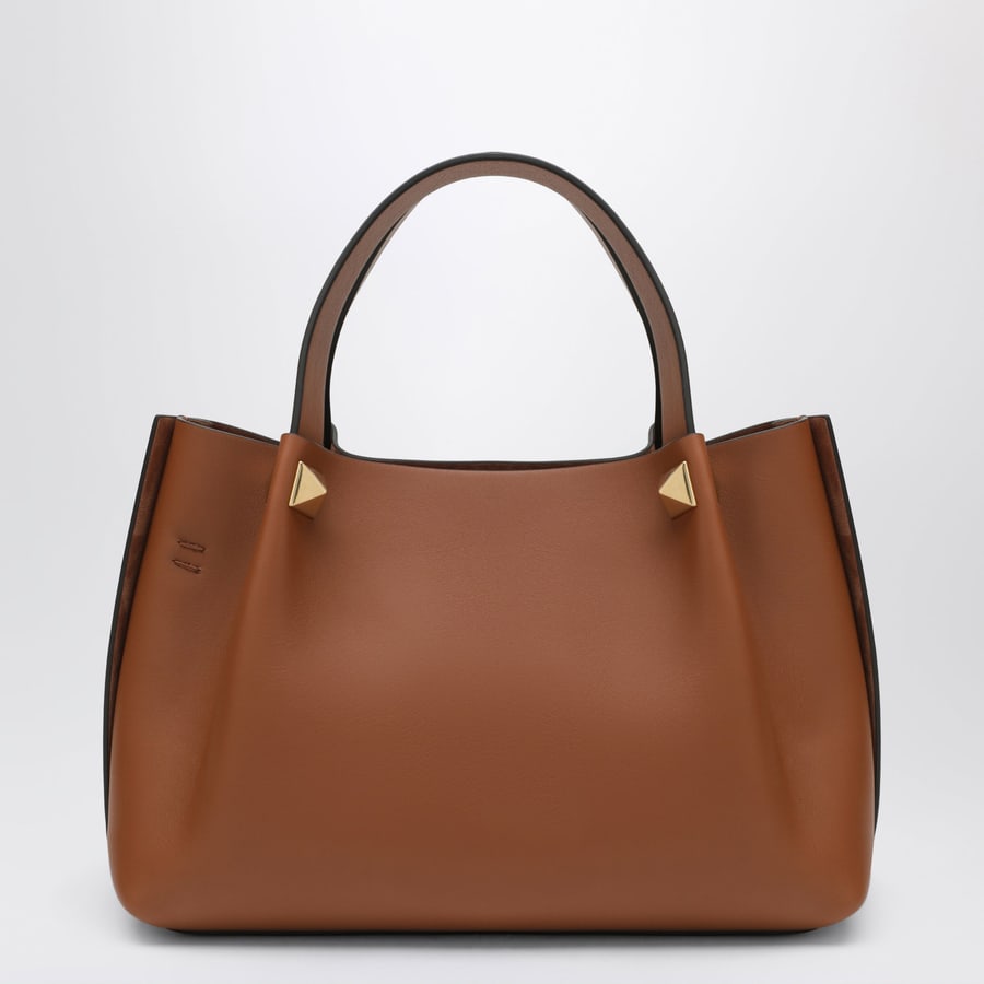 Valentino Garavani Borsa shopping piccola VLogo Signature marrone chiara, view 4