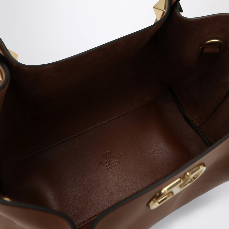 Valentino Garavani Borsa shopping piccola VLogo Signature marrone chiara, view 5