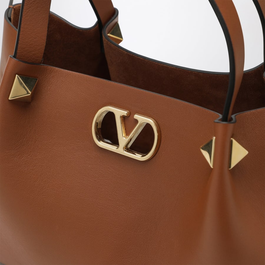 Valentino Garavani Borsa shopping piccola VLogo Signature marrone chiara, view 6