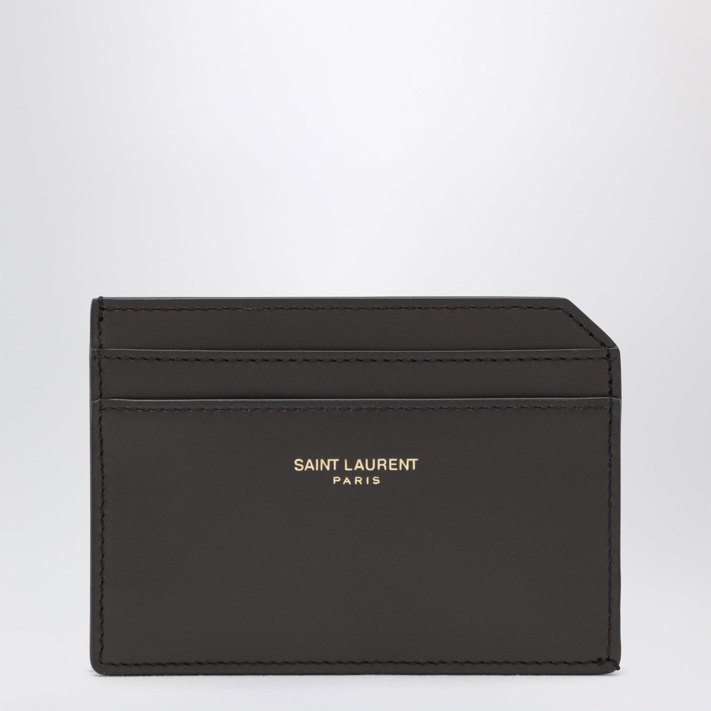 Saint Laurent Portacarte aperto bicolore in pelle liscia