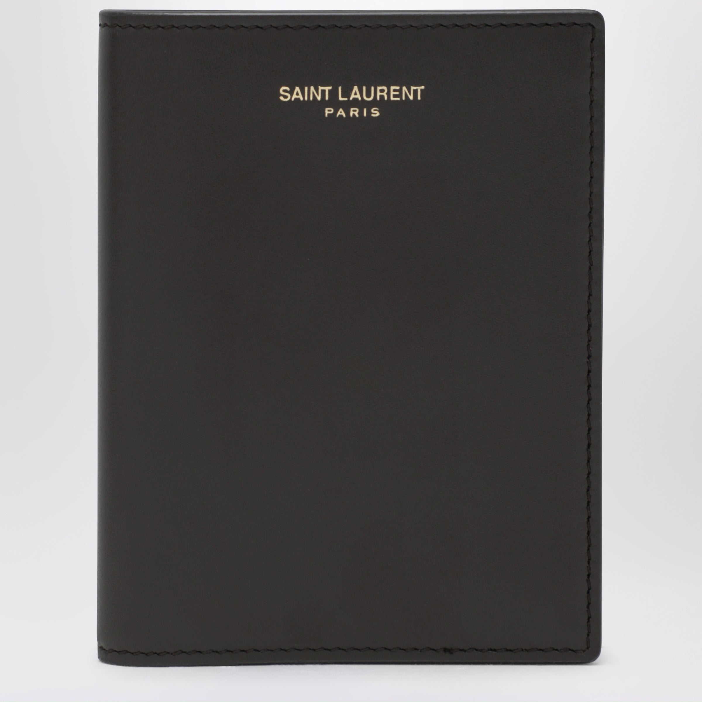 Saint Laurent Portafoglio compatto bicolore in pelle di vitello