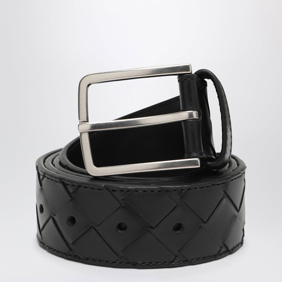 Bottega Veneta Cintura nera in Intrecciato