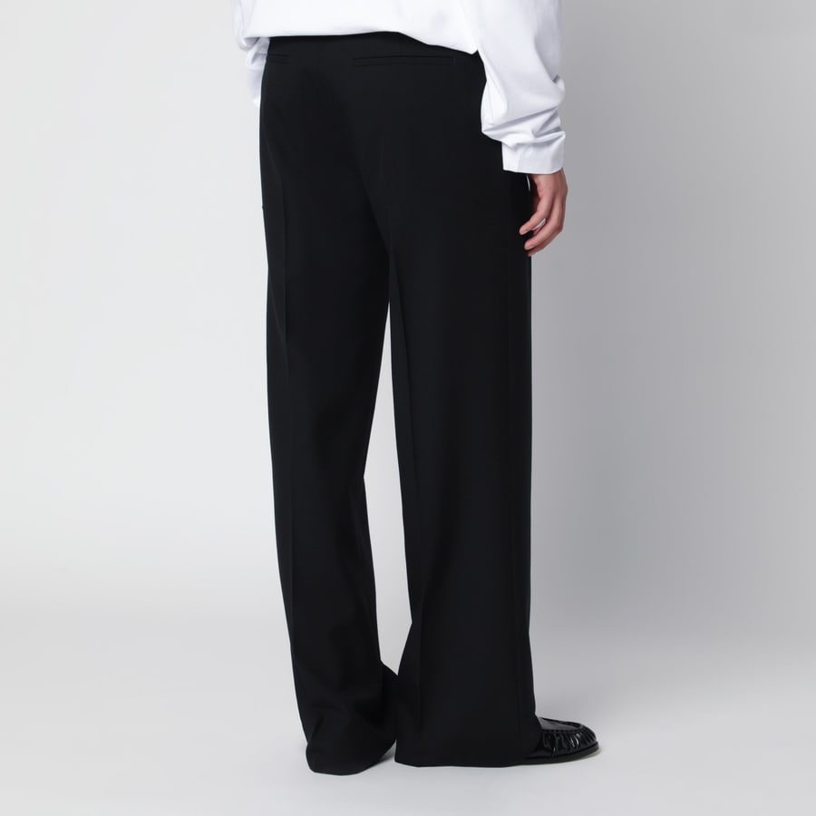 Dries Van Noten Pantaloni con cintura neri in lana, view 4