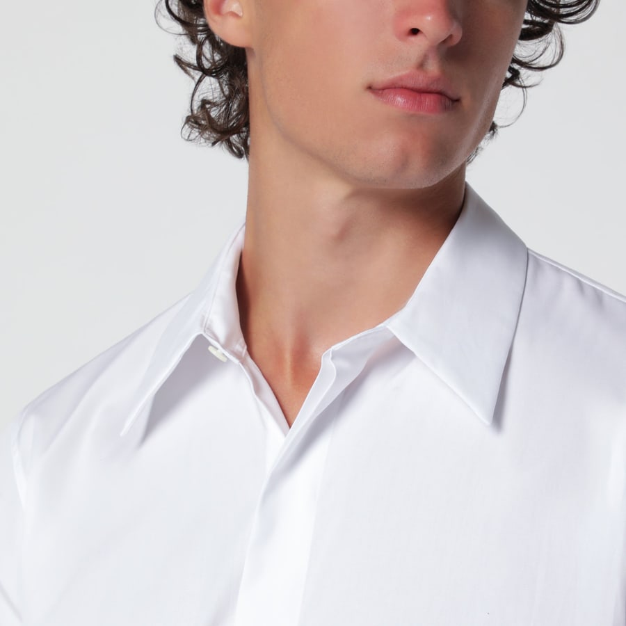 Dries Van Noten Camicia bianca in popeline di cotone, view 4