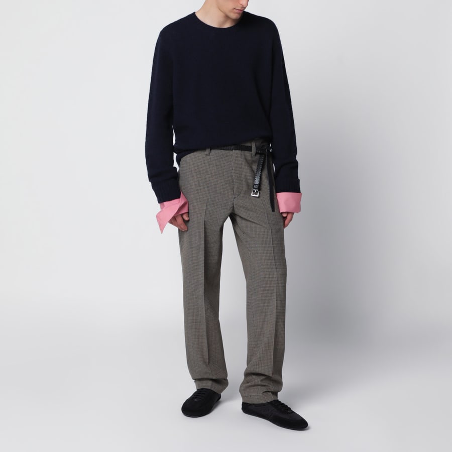 Prada Maglia girocollo blu in lana Shetland, view 2