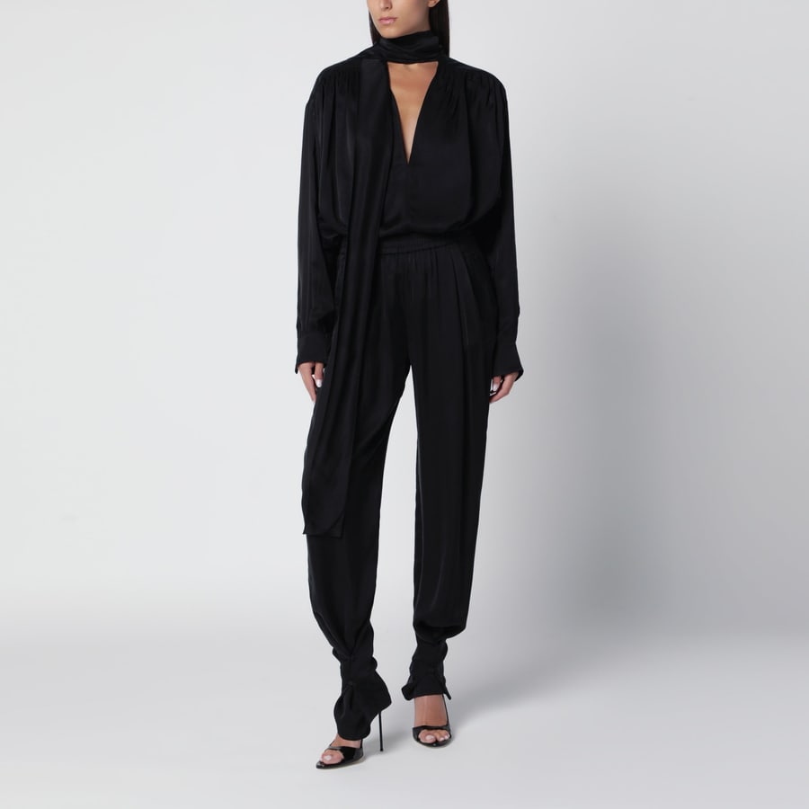 THE ANDAMANE Blusa Mathilda nera in cupro, view 2