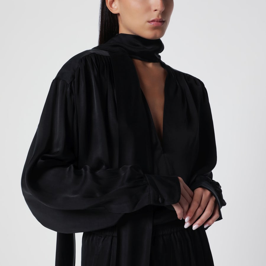 THE ANDAMANE Blusa Mathilda nera in cupro, view 4