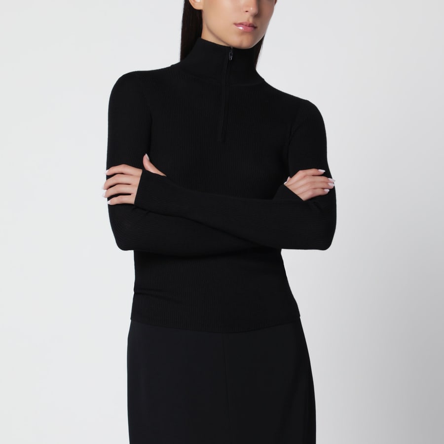 THE FRANKIE SHOP Maglione Sade nero in lana merino e seta