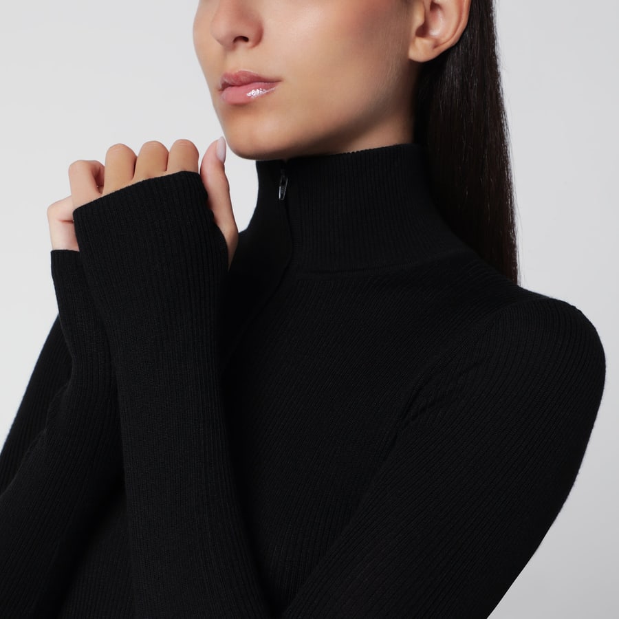 THE FRANKIE SHOP Maglione Sade nero in lana merino e seta, view 4