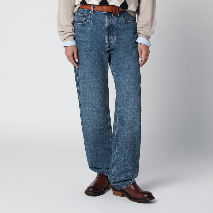 Miu Miu Jeans blu medio con ricamo logo