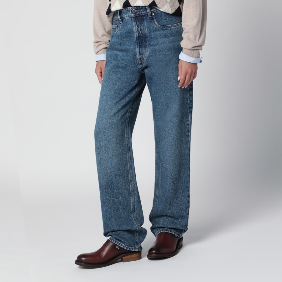 Miu Miu Jeans blu medio con ricamo logo, view 3