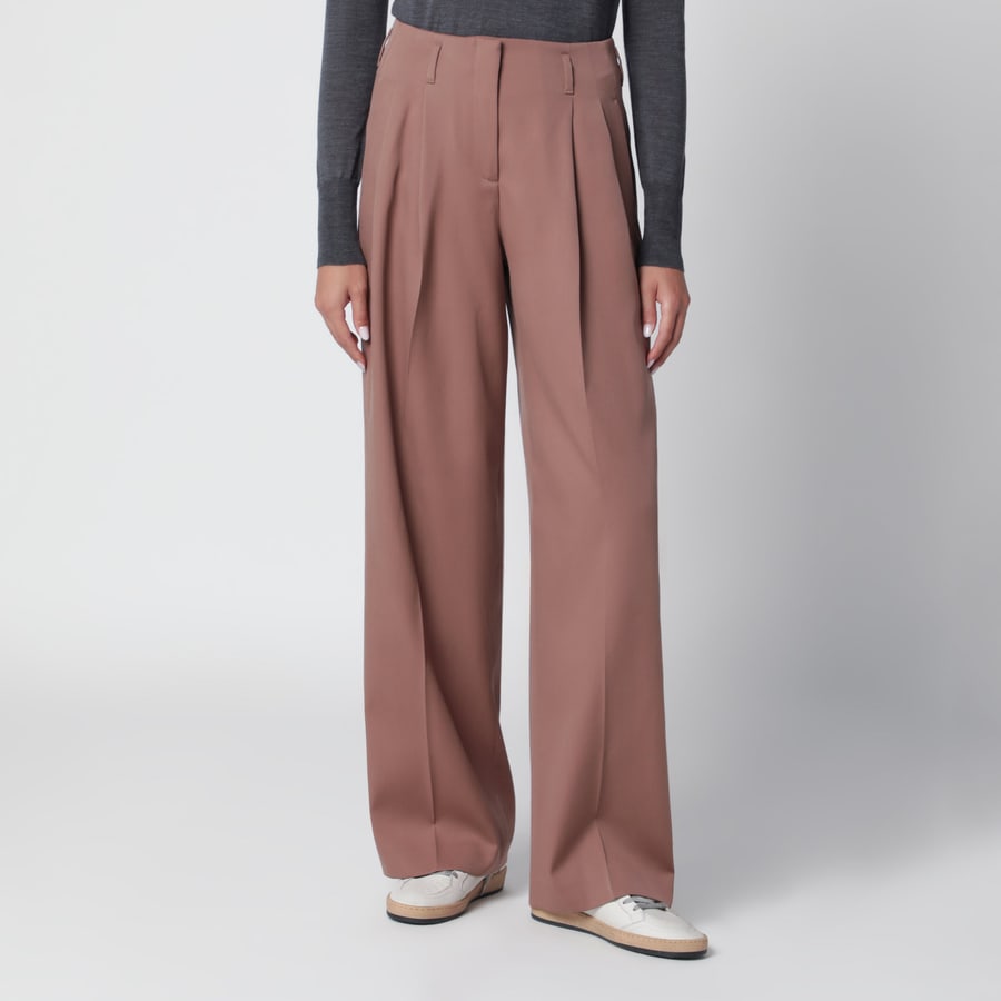 Golden Goose Pantaloni sartoriali rosa bronzo in lana vergine