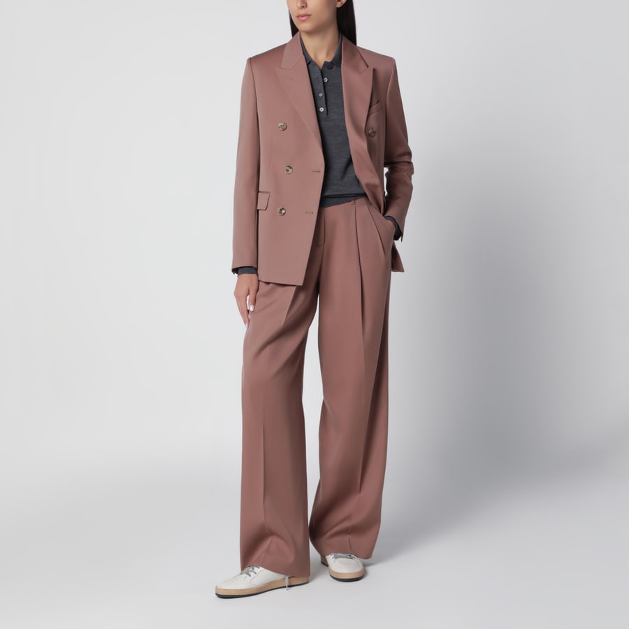 Golden Goose Pantaloni sartoriali rosa bronzo in lana vergine, view 2