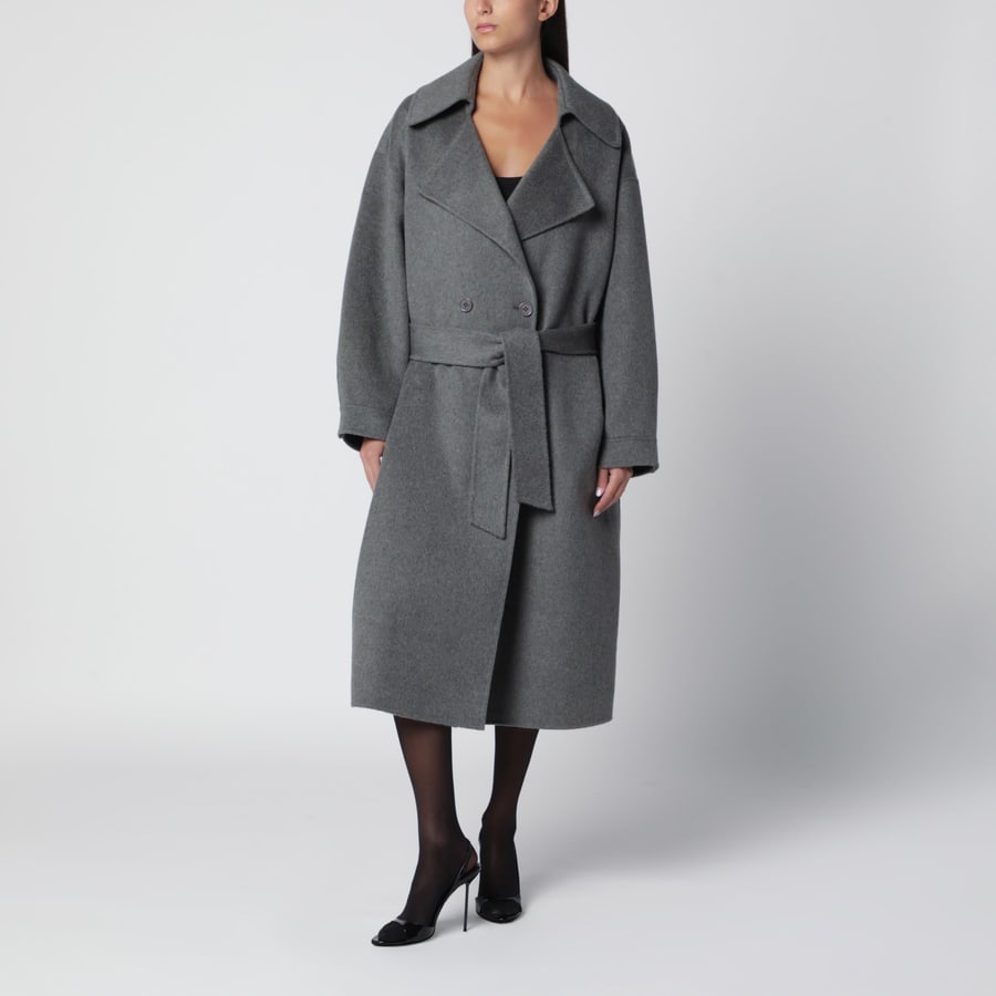 THE FRANKIE SHOP Cappotto doppiopetto con cintura grigio
