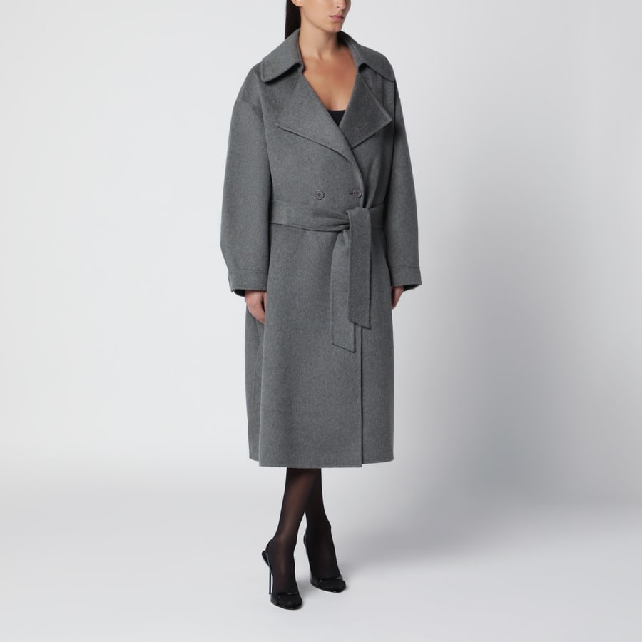 THE FRANKIE SHOP Cappotto doppiopetto con cintura grigio, view 2