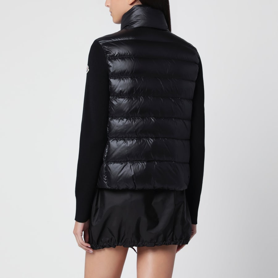 Moncler Giacca imbottita nera in poliestere, view 3