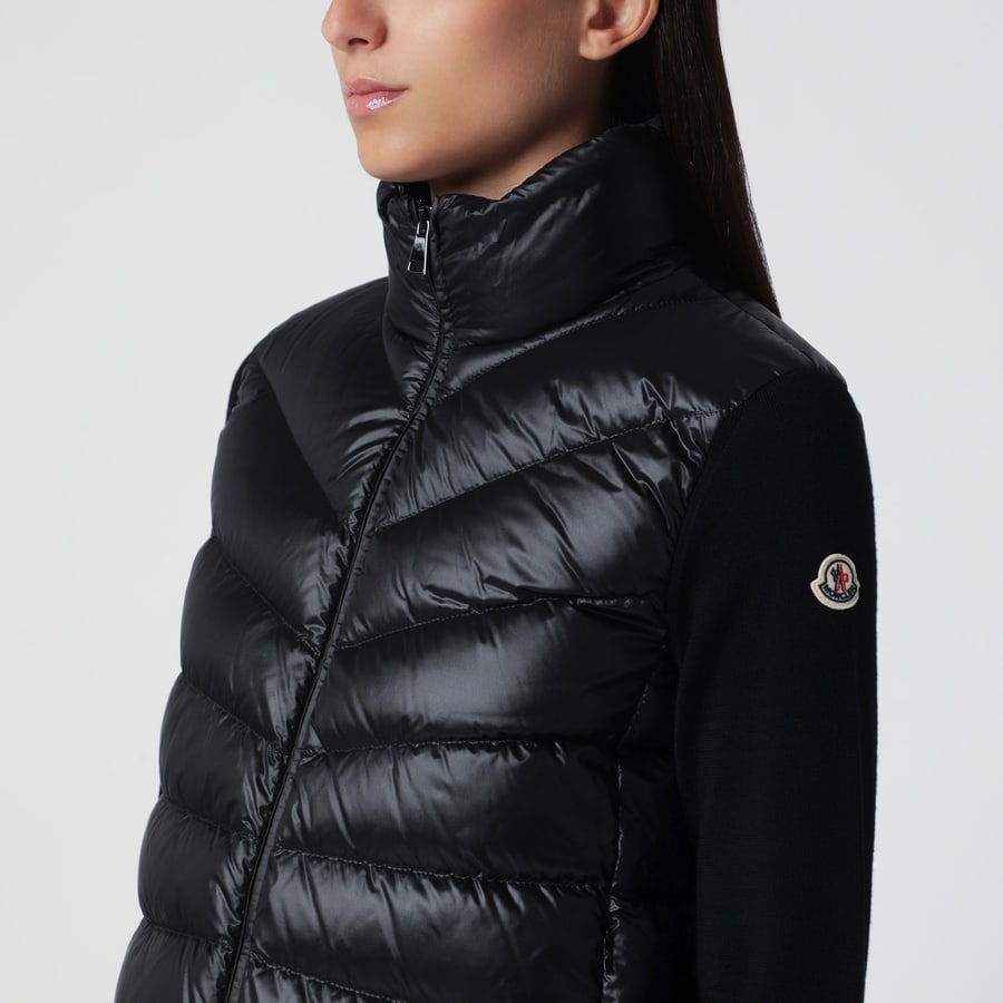 Moncler Giacca imbottita nera in poliestere, view 4