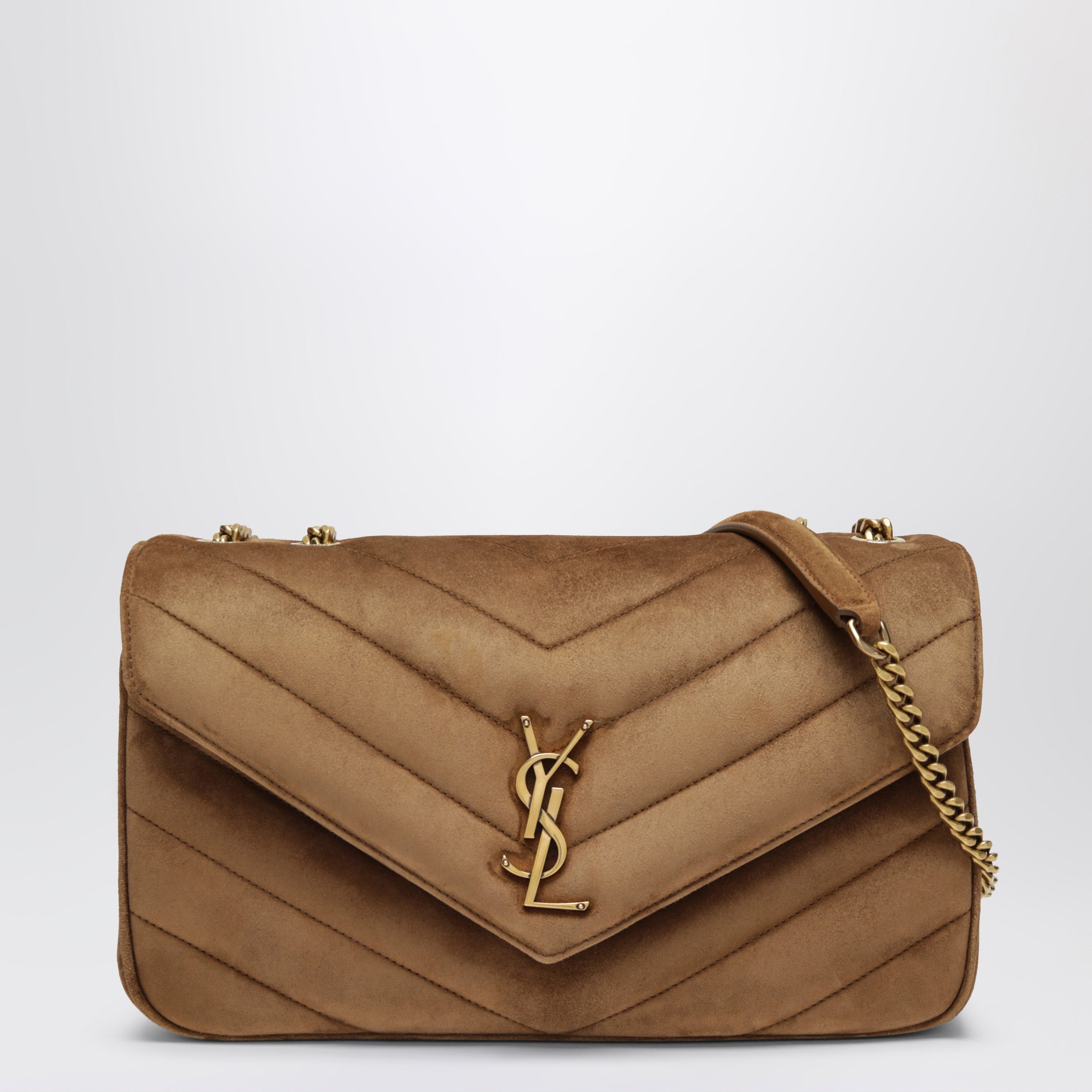 Saint Laurent Borsa Loulou media arancione in suede
