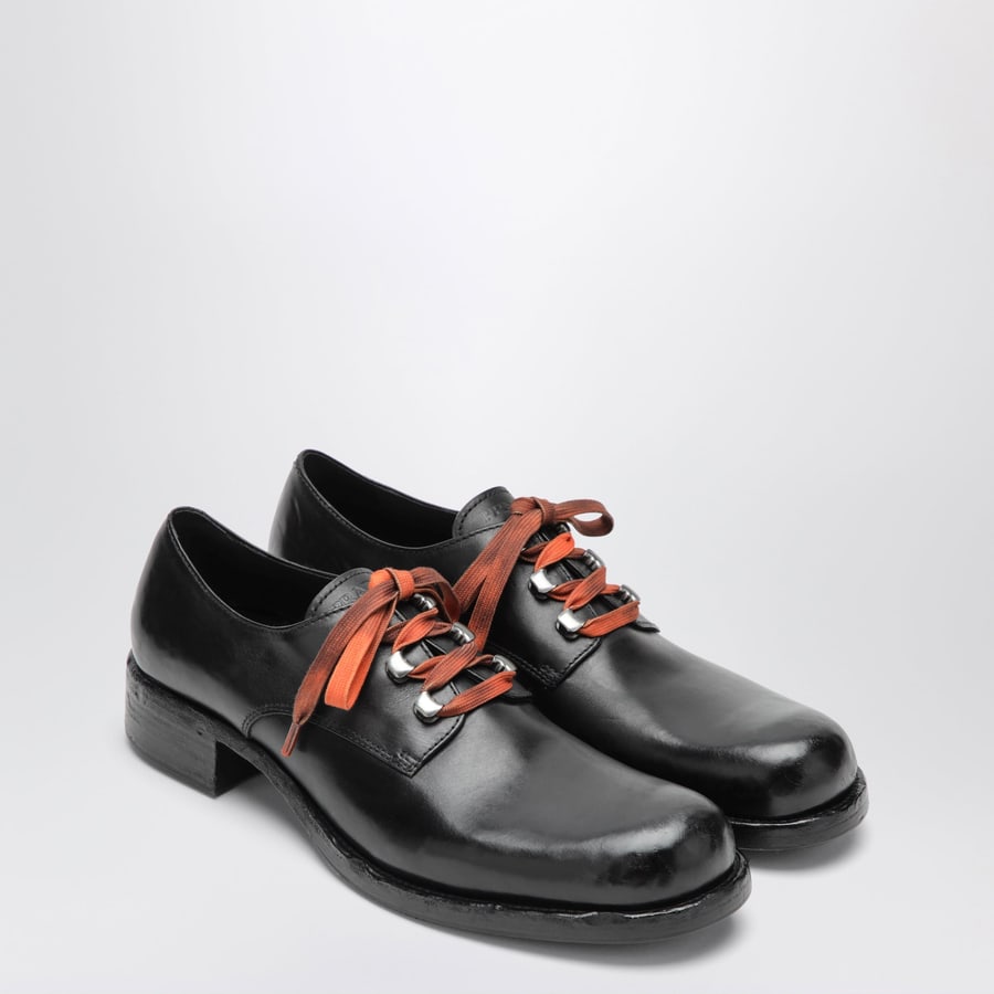 Prada Scarpe stringate nere in pelle anticata, view 2