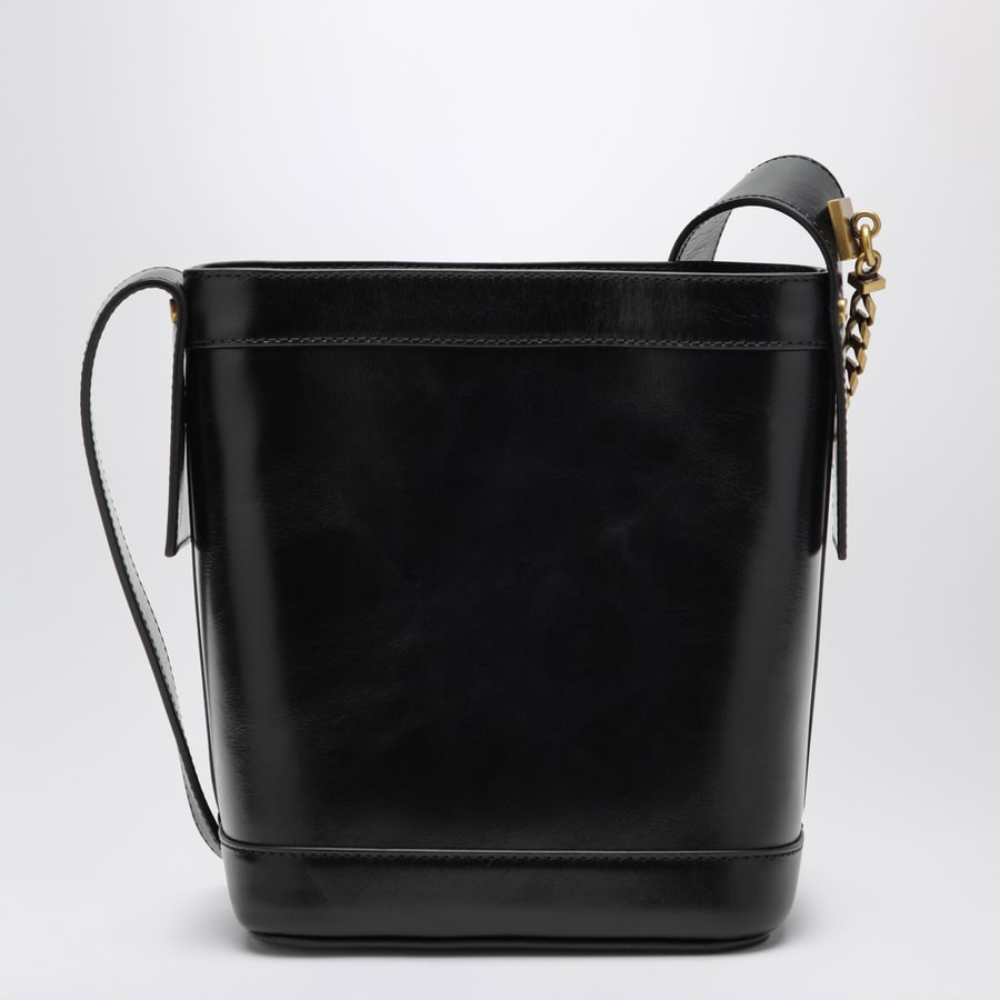 Versace Borsa a secchiello nera in pelle, view 4
