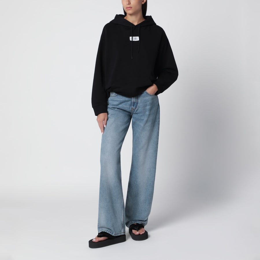 MM6 Felpa con cappuccio con Patch Numeric Logo nera, view 2