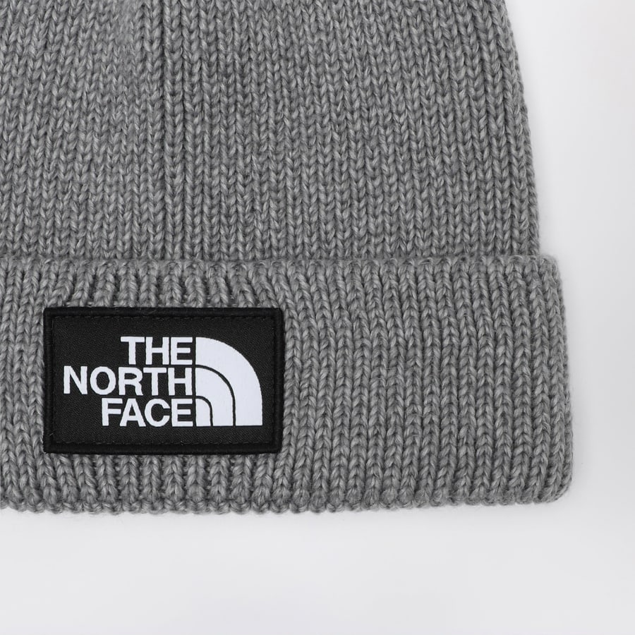 The North Face Berretto grigio con patch logo, view 3