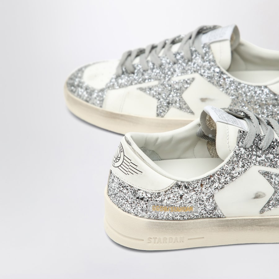 Golden Goose Sneakers Stardan bianca/argento glitter, view 5