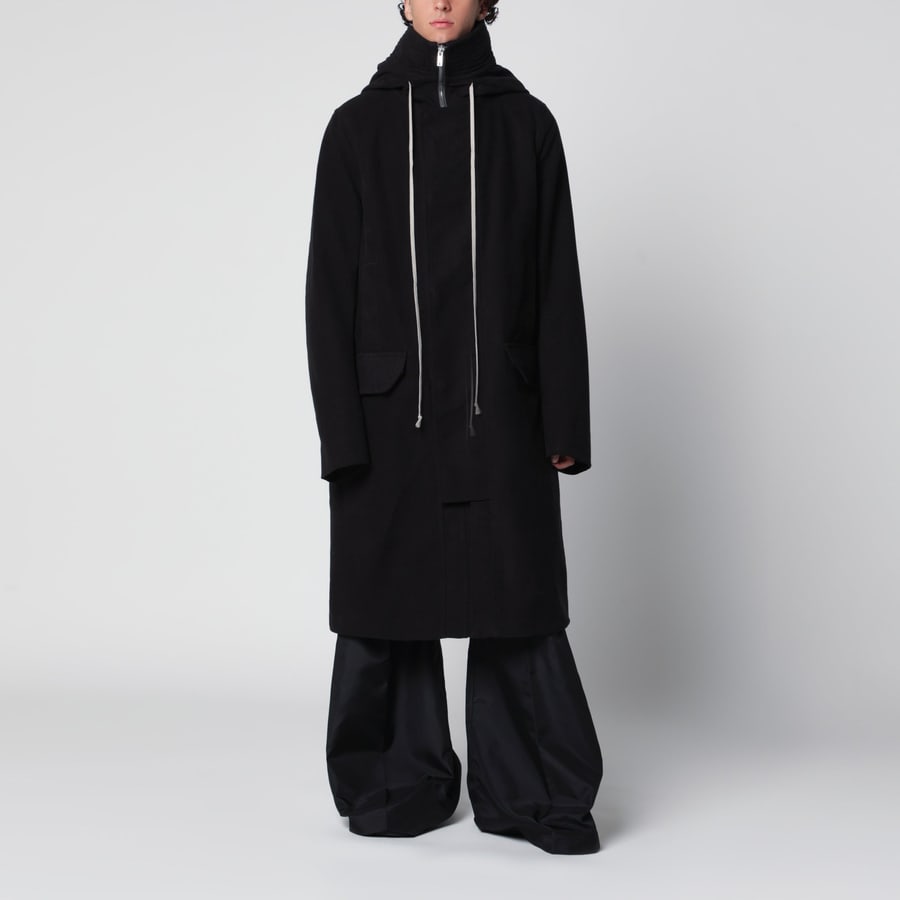 Rick Owens Megaparka lungo nero in cotone