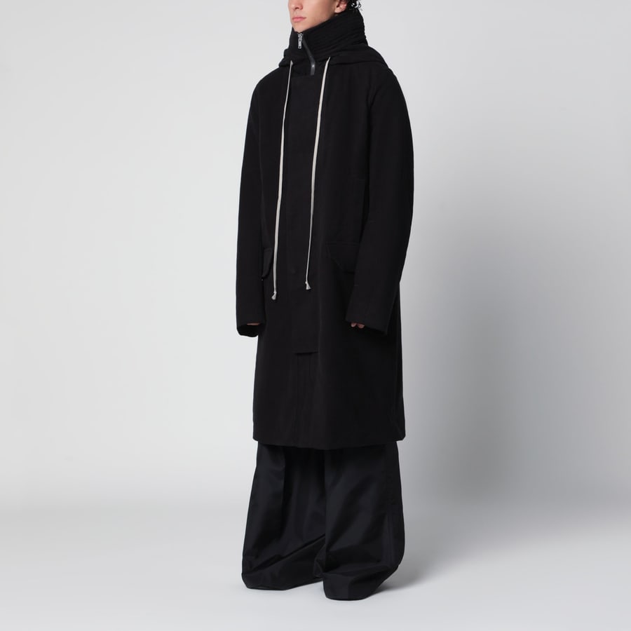 Rick Owens Megaparka lungo nero in cotone, view 2