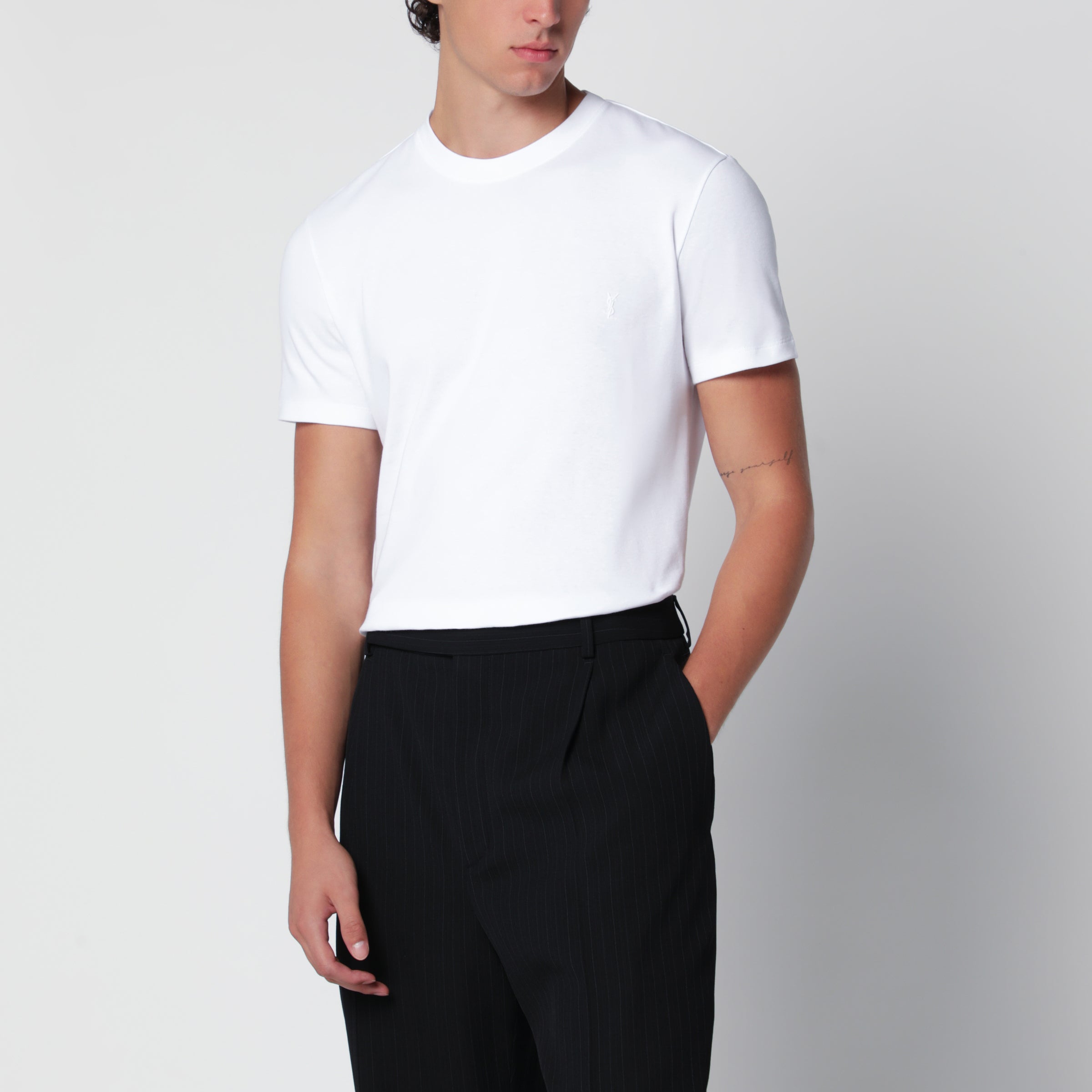 Saint Laurent T-shirt Cassandre bianca in cotone