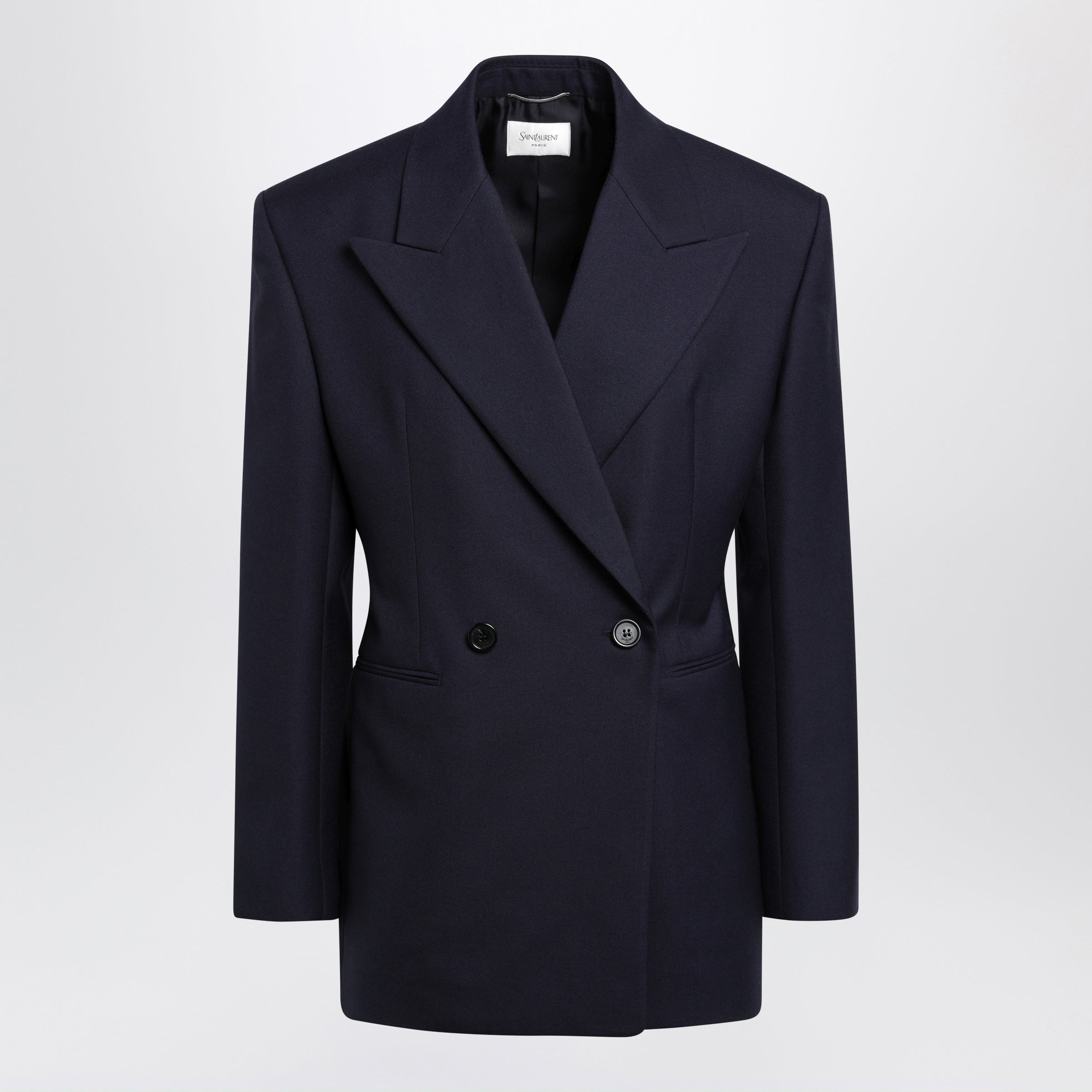 Saint Laurent Giacca doppiopetto blu marino in lana