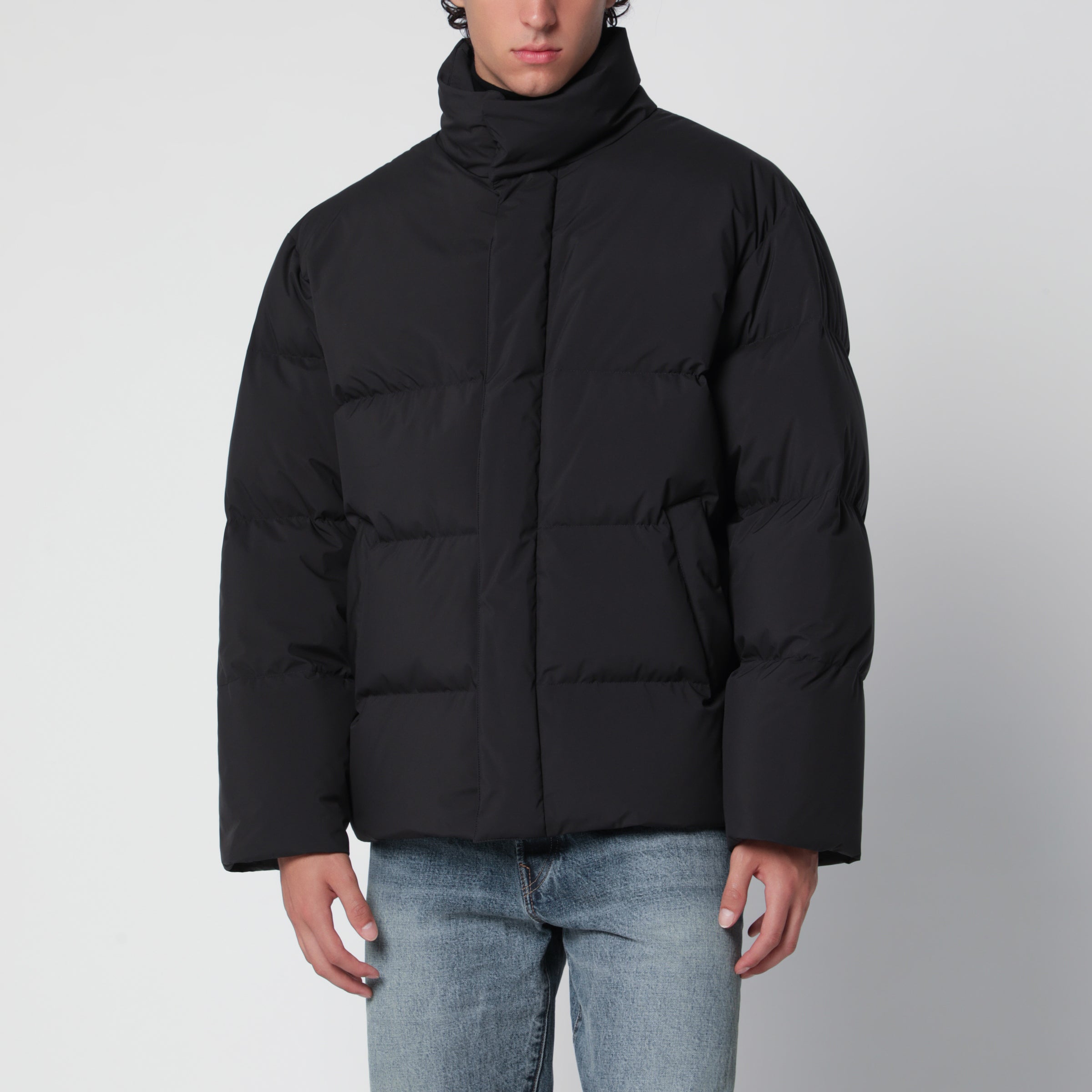 Saint Laurent Giacca trapuntata nera a collo alto