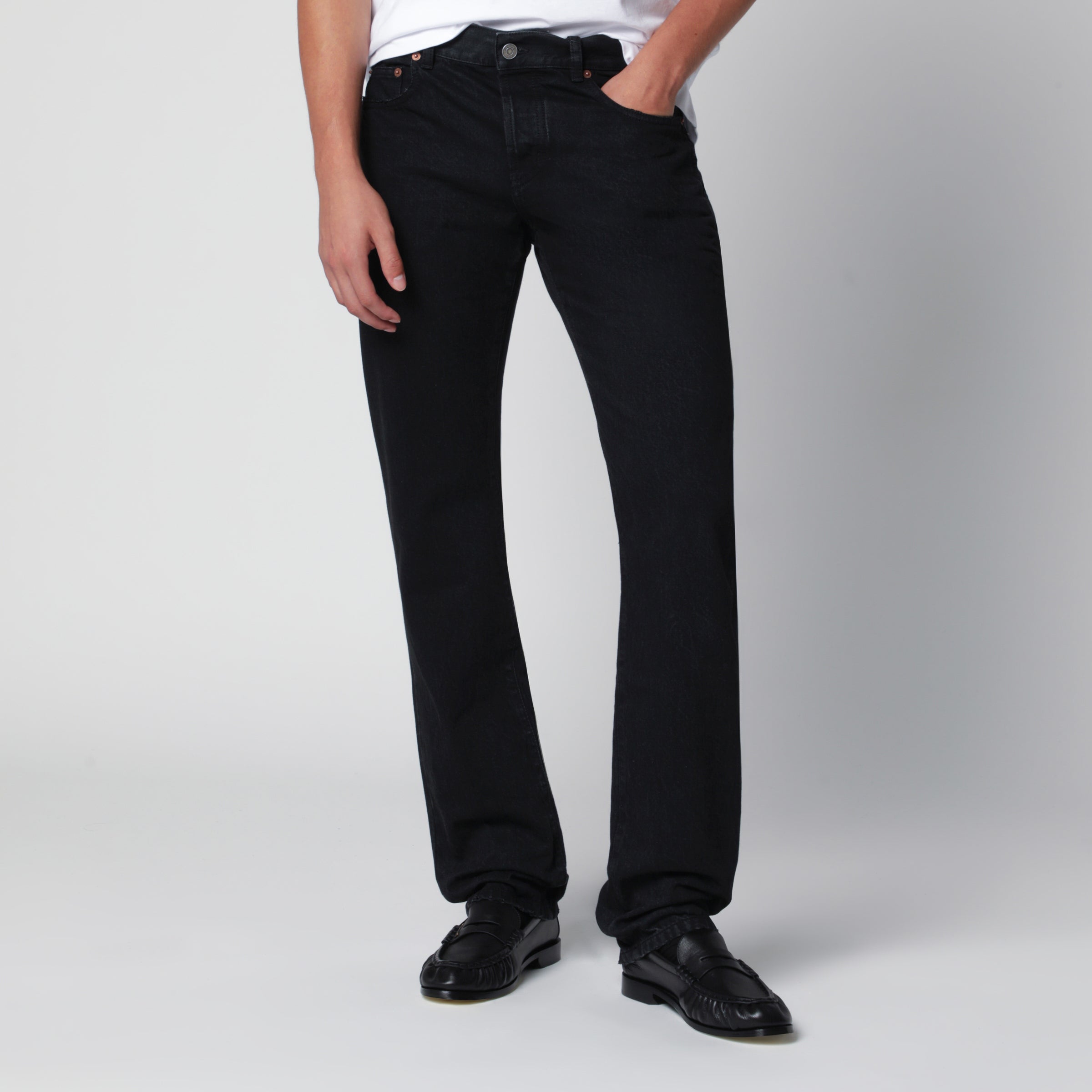 Saint Laurent Jeans a gamba dritta neri in cotone