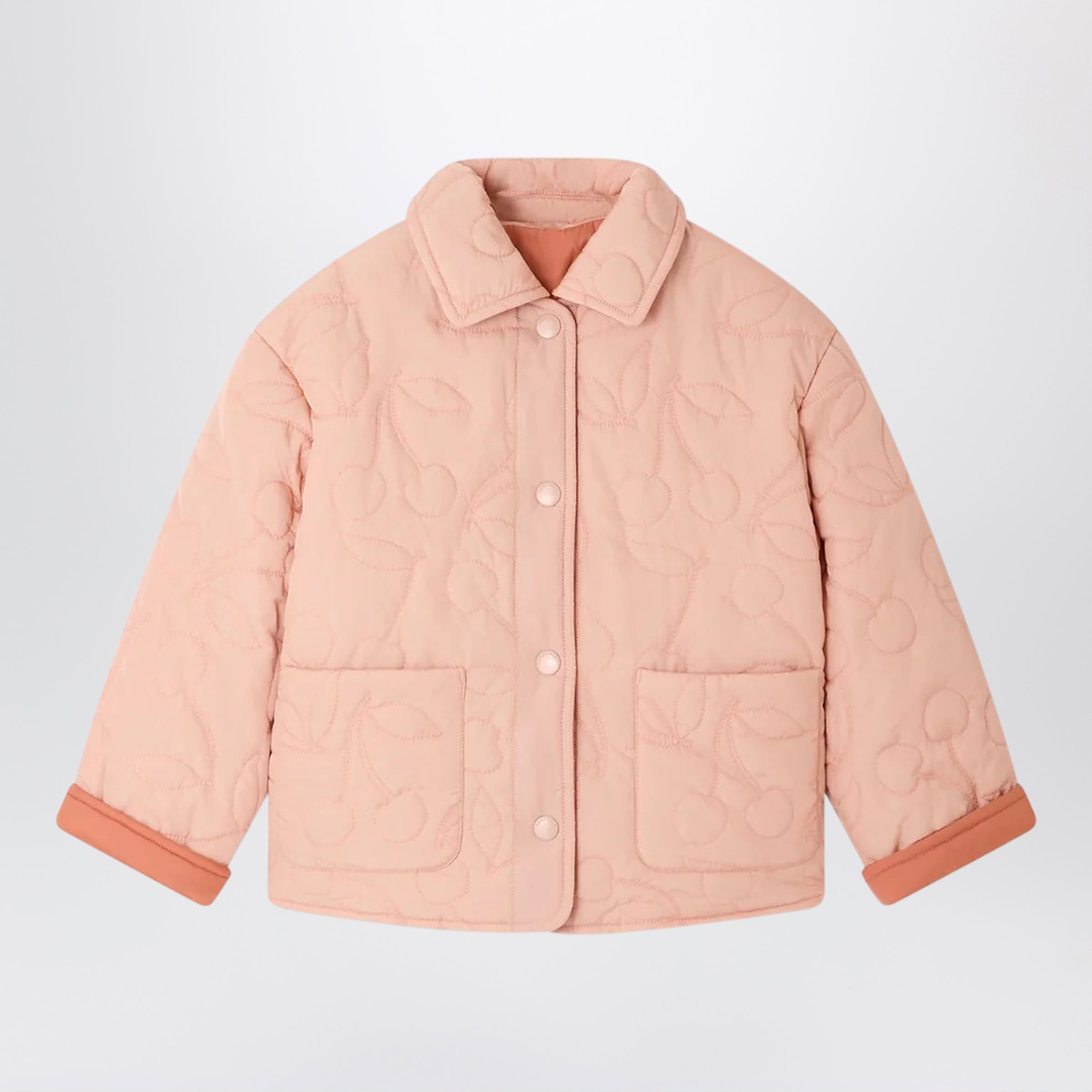 BONPOINT Giacca Molly rosa reversibile trapuntata con ciliegie