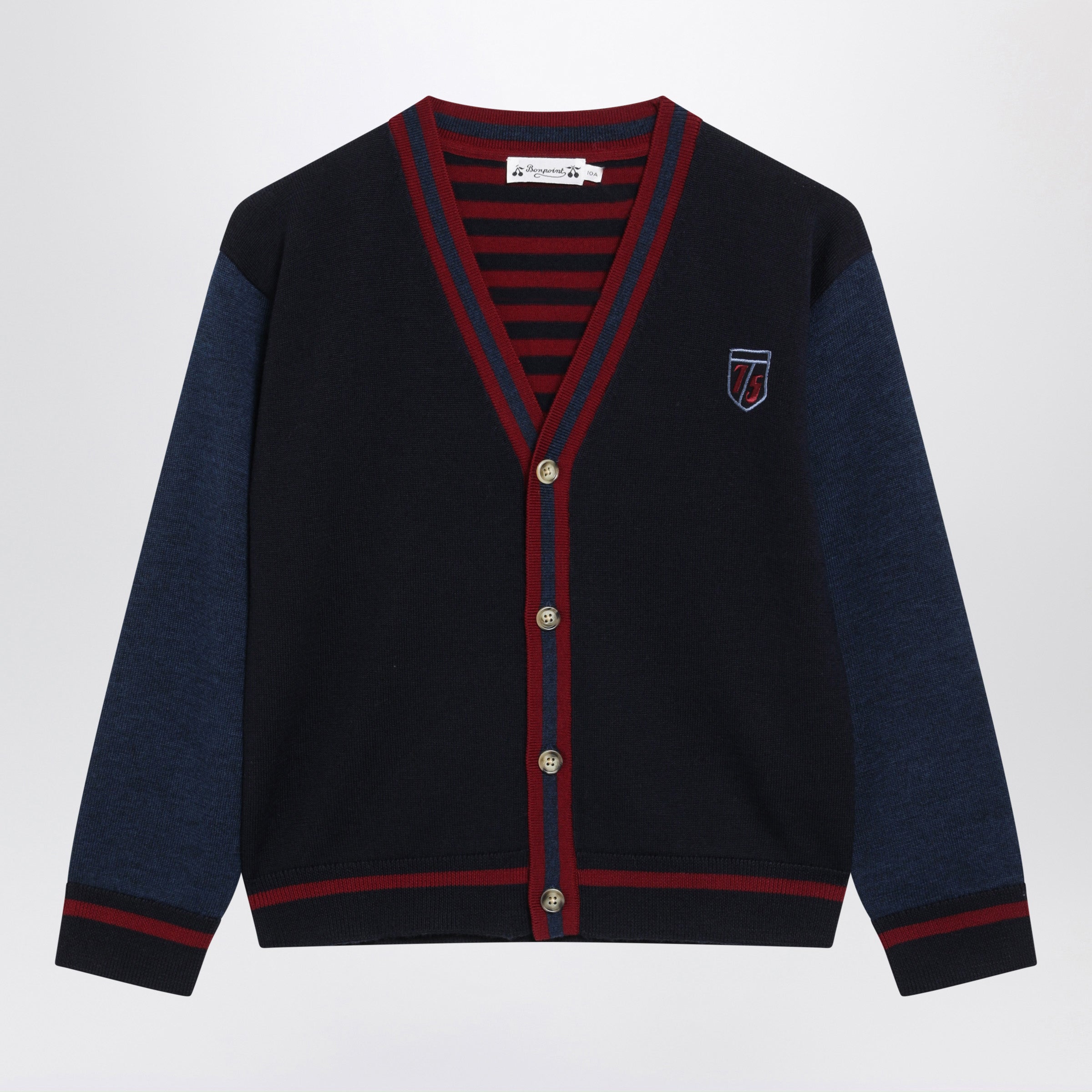 BONPOINT Cardigan blu navy/bordeaux in lana