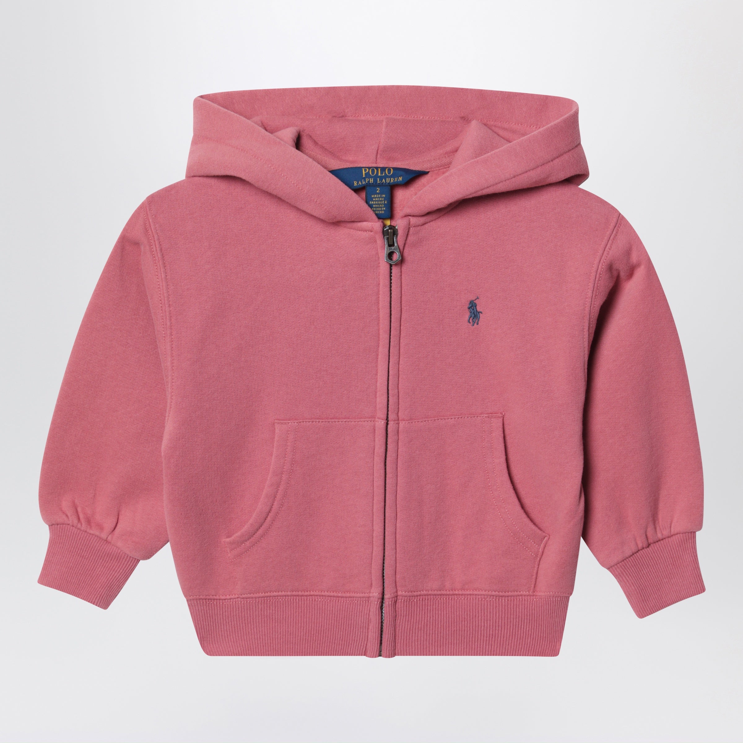 Polo Ralph Lauren Felpa con zip rosa in cotone
