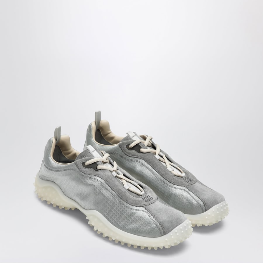Miu Miu Sneakers Bubble grigio nube in tessuto tecnico e suede, view 2