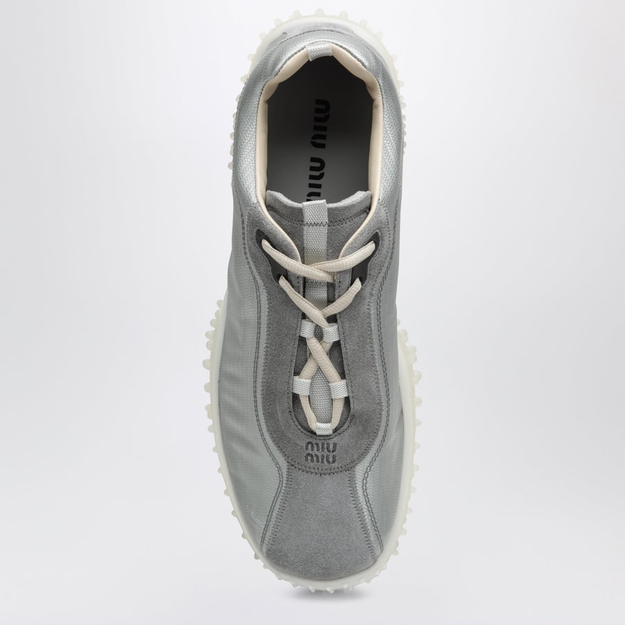 Miu Miu Sneakers Bubble grigio nube in tessuto tecnico e suede, view 3