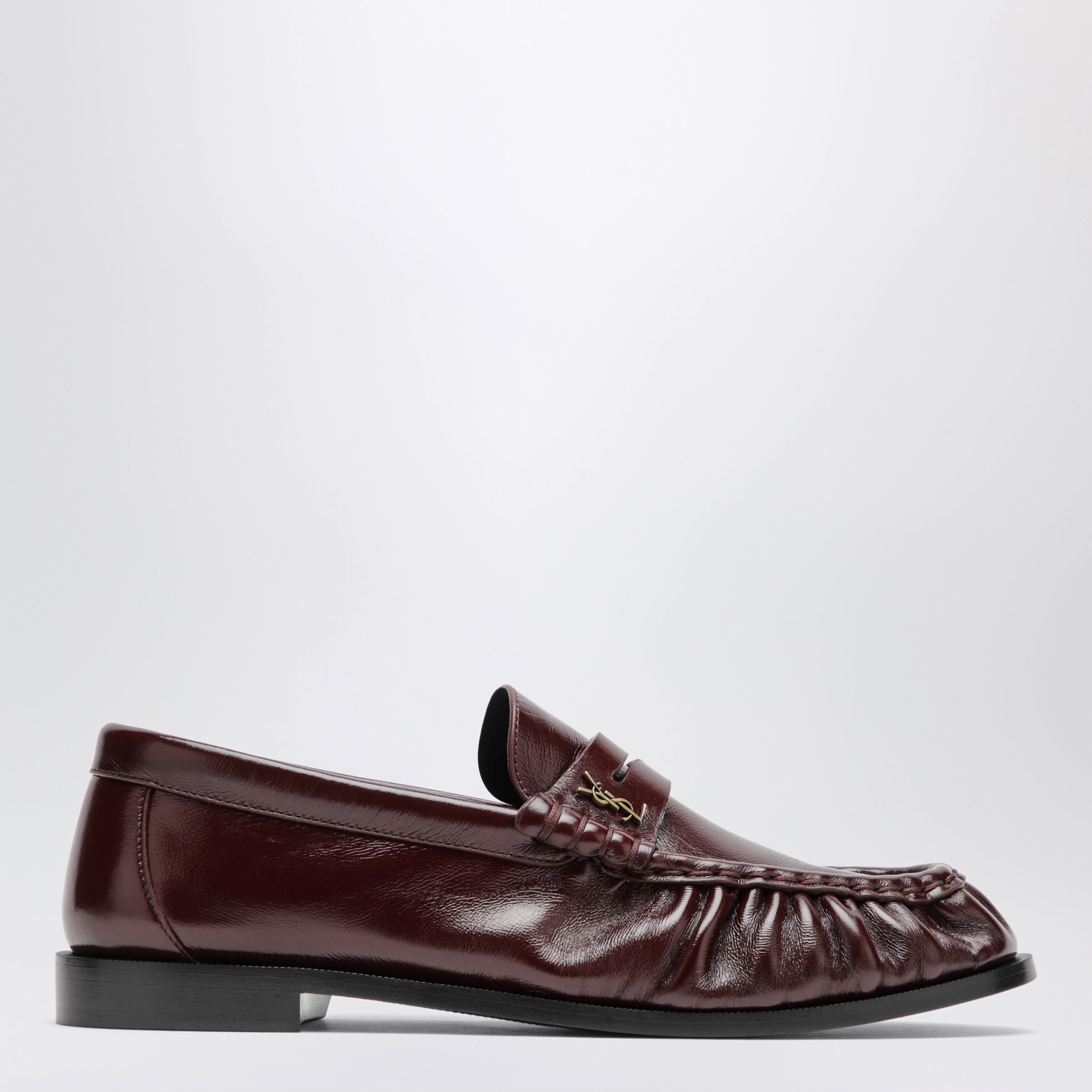 Saint Laurent Mocassini Le Loafer bordeaux in pelle liscia