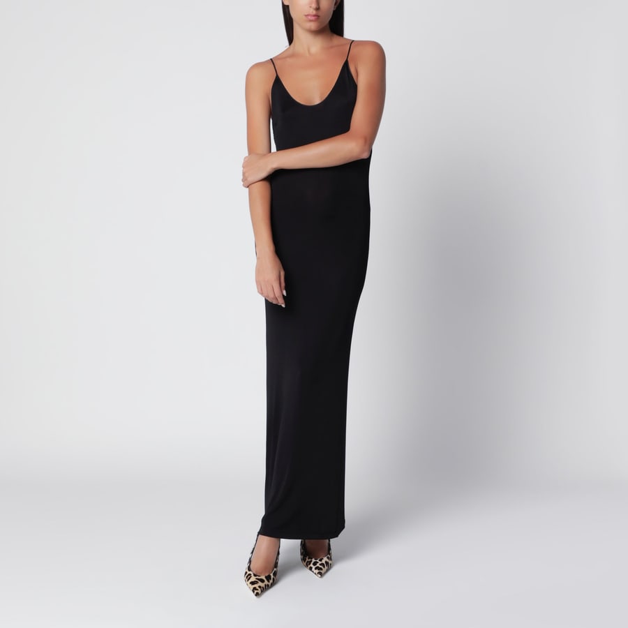 Saint Laurent Abito maxi Cassandre nero in viscosa