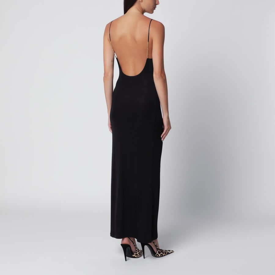 Saint Laurent Abito maxi Cassandre nero in viscosa, view 3