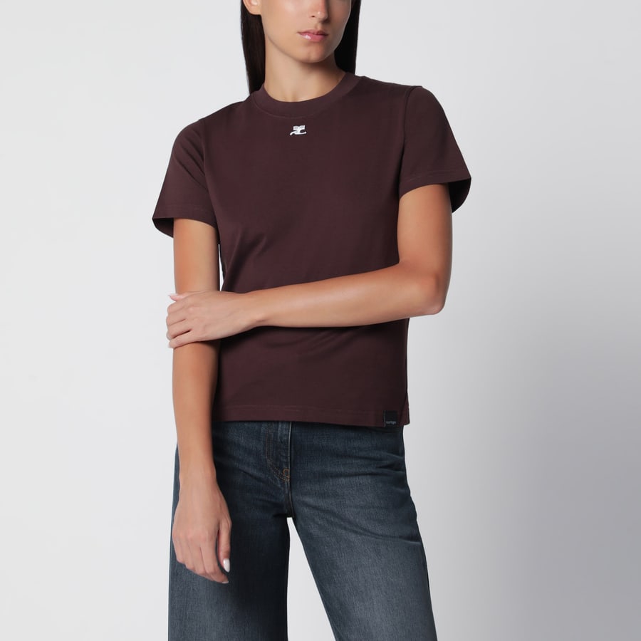 COURREGES T-shirt AC rosso bruciato in cotone