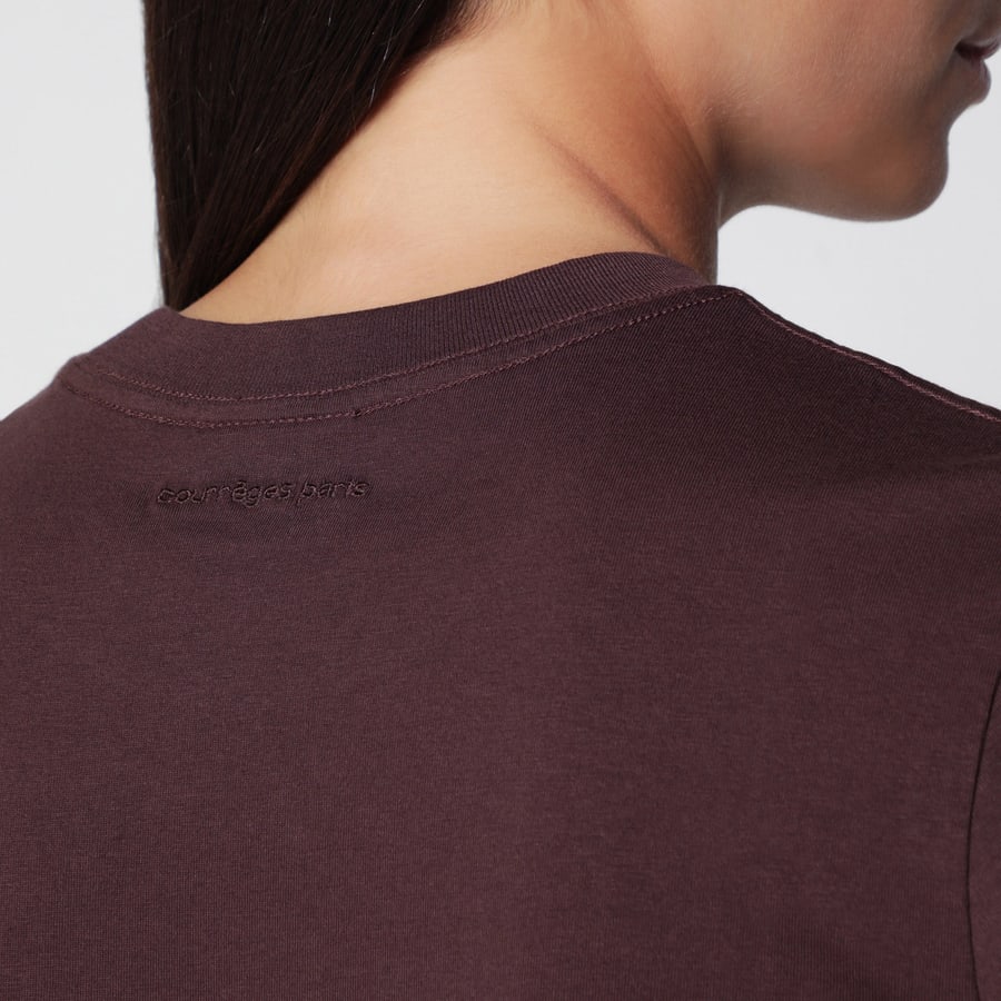 COURREGES T-shirt AC rosso bruciato in cotone, view 3