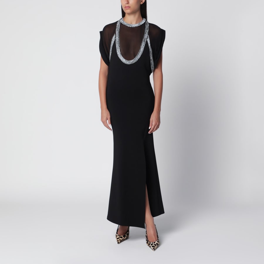 The Attico Abito nero in misto viscosa con strass, view 2